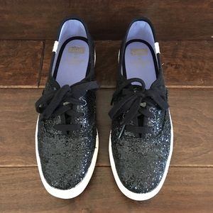 Keds for Kate Spade black glitter flatform sneaker